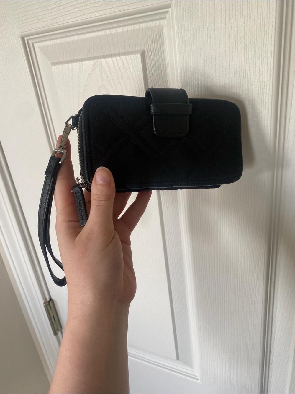 Vera Bradley Black Quilted Wristlet Clutch with Detachable Strap